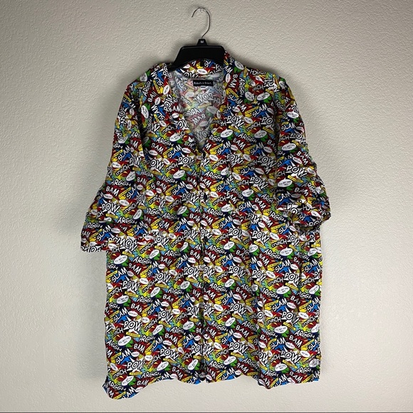 Robots In Orbit Vintage Art Button Up Shirt 3XL - Picture 1 of 5
